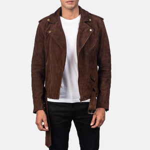 Allaric Alley Mokka Braune Wildleder Bikerjacke