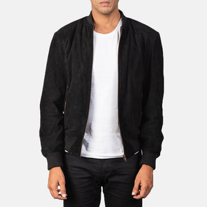 Shane Schwarze Wildleder Bomberjacke